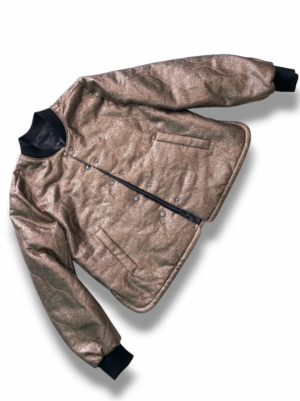 Madewell Metallic Gold Quilted Military Bomber Jacket H1293 Rare Sample Small
